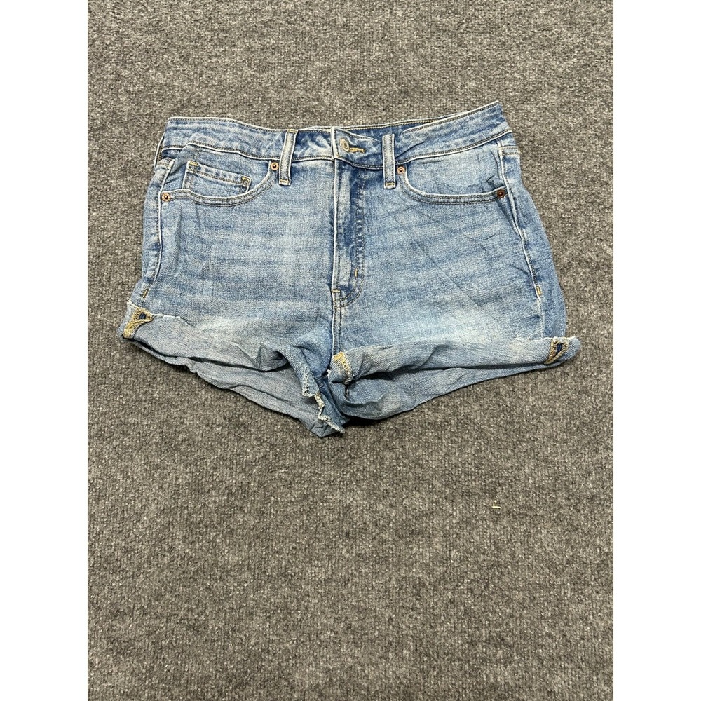 Old Navy Shorts Womens Size 8 Blue OG Straight High Rise Raw Hem Denim Casual